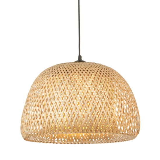 Belie 1 Light Dome Pendant Light In Black And Natural_2