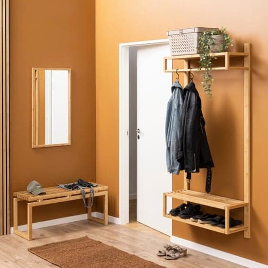 Ballie Wall Hung Wooden Coat Rack With Clothes Bar In Natural_2