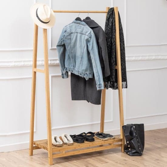 Ballie Wooden Coat Rack With Clothes Bar In Natural_1