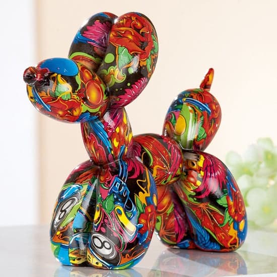 Balloon Dog Pop Art Poly Design Sculpture In Multicolor