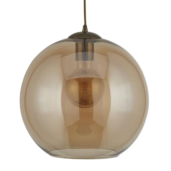 Balls Small Amber Glass Ceiling Pendant Light In Antique Brass_2