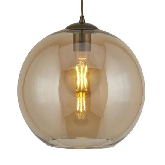 Balls Small Amber Glass Ceiling Pendant Light In Antique Brass_1