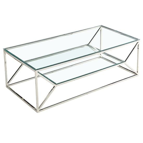 Balnain Clear Glass Top Coffee Table With Silver Frame_1