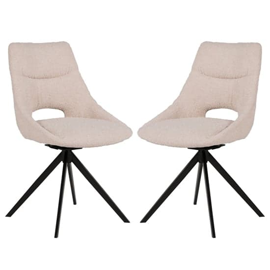 Balta Cream Fabric Dining Chairs With Black Metal Legs In Pair_1