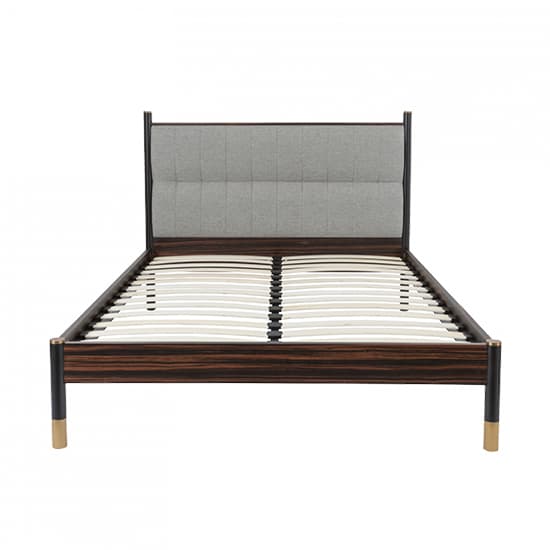 Balta Wooden Double Bed In Ebony With Grey Fabric Headboard_3