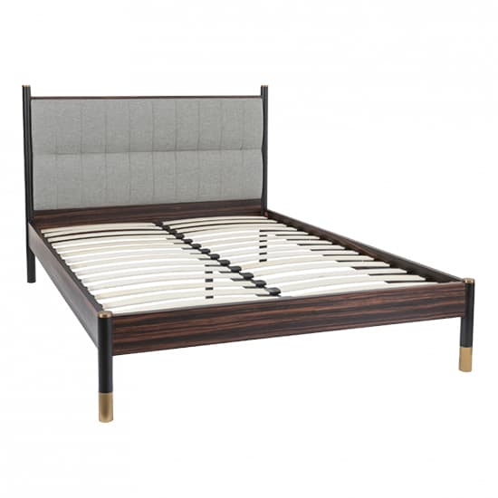 Balta Wooden Double Bed In Ebony With Grey Fabric Headboard_4