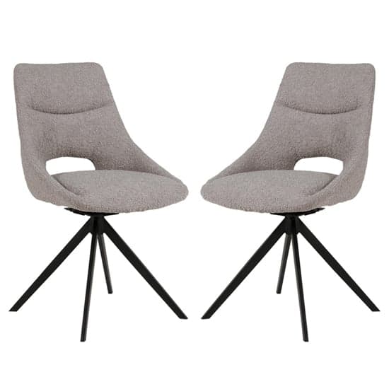 Balta Grey Fabric Dining Chairs With Black Metal Legs In Pair_1