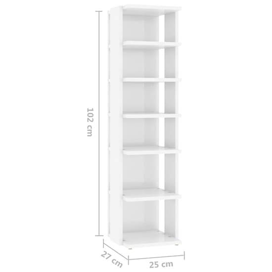 Balta High Gloss Shoe Storage Rack With 6 Shelves In White_4