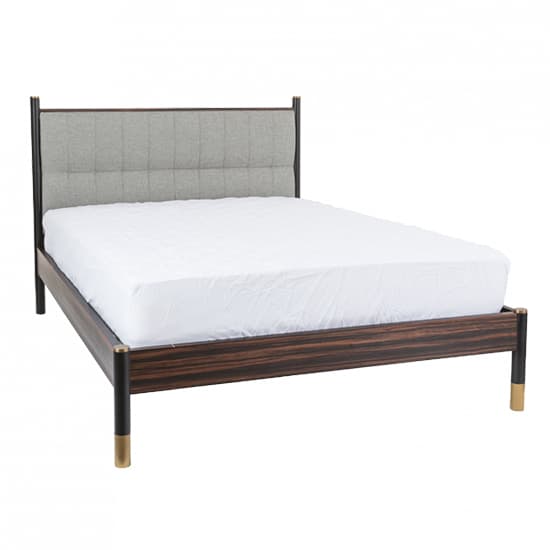 Balta Wooden King Size Bed In Ebony With Grey Fabric Headboard_2