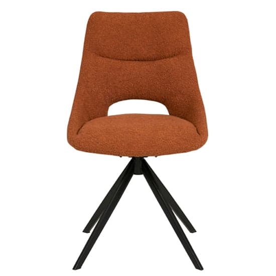 Balta Rust Fabric Dining Chairs With Black Metal Legs In Pair_2