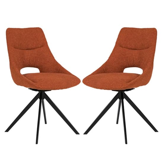 Balta Rust Fabric Dining Chairs With Black Metal Legs In Pair_1