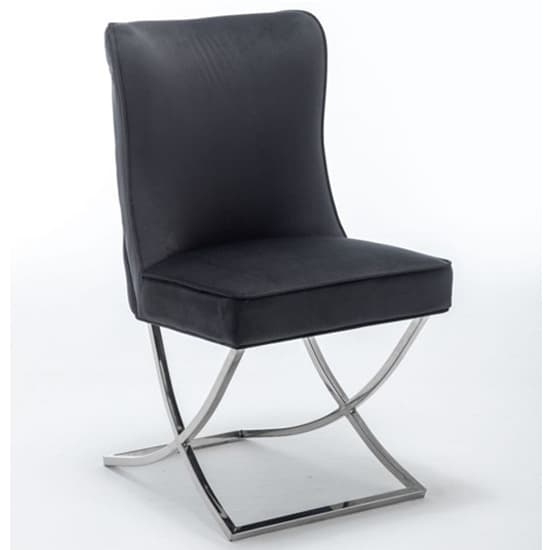 Baltec Black Velvet Upholstered Dining Chair In Pair_2