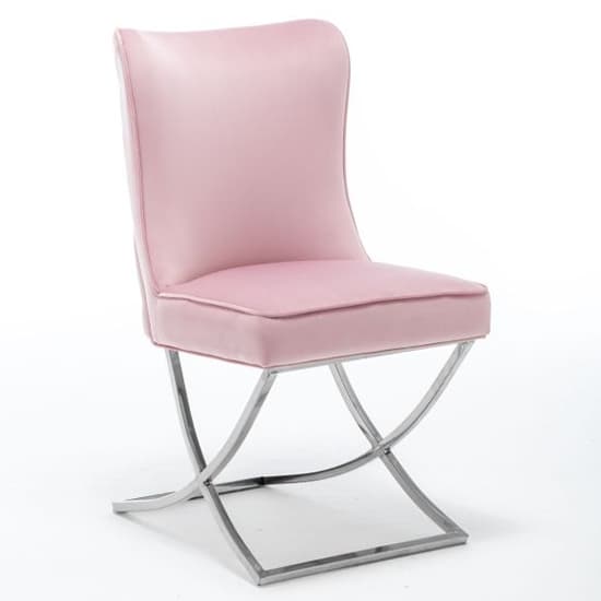 Baltec Pink Velvet Upholstered Dining Chair In Pair_2