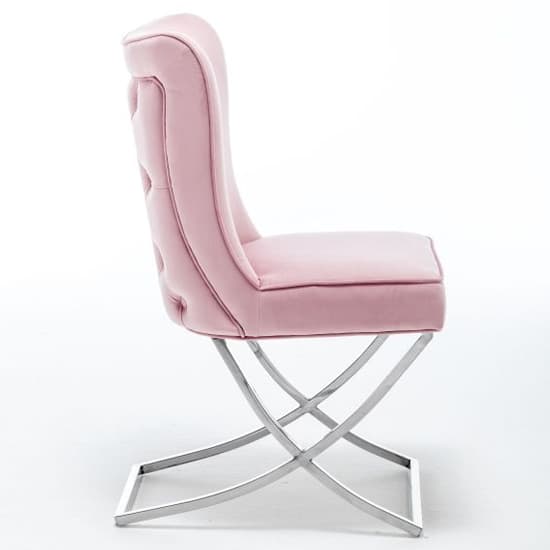 Baltec Pink Velvet Upholstered Dining Chair In Pair_3