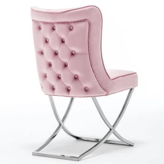 Baltec Pink Velvet Upholstered Dining Chair In Pair_4