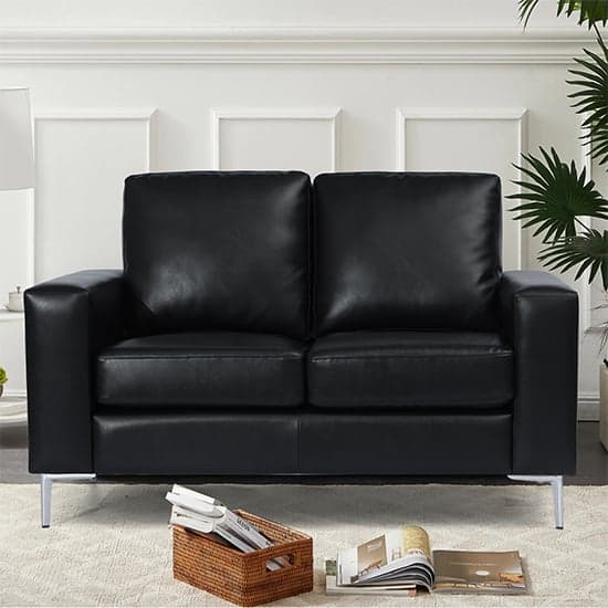 Baltic Faux Leather 2 Seater Sofa In Black_4