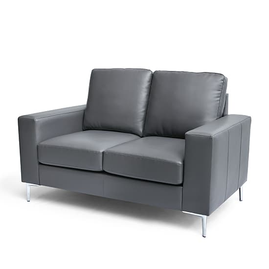 Baltic Faux Leather 2 Seater Sofa In Dark Grey_6
