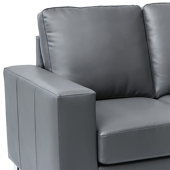 Baltic Faux Leather 2 Seater Sofa In Dark Grey_7