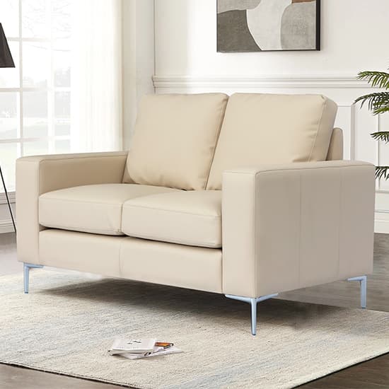 Baltic Faux Leather 2 Seater Sofa In Ivory_3
