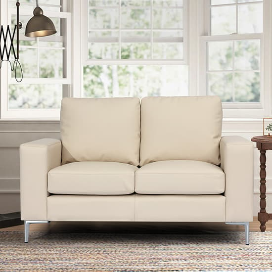 Baltic Faux Leather 2 Seater Sofa In Ivory_4