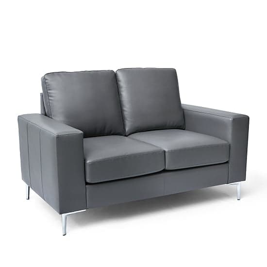 Baltic Faux Leather 3 + 2 Seater Sofa Set In Dark Grey_2
