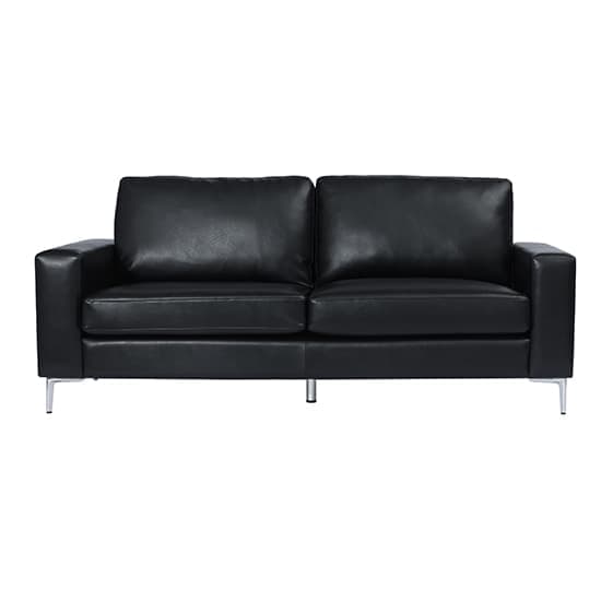 Baltic Faux Leather 3 Seater Sofa In Black_3