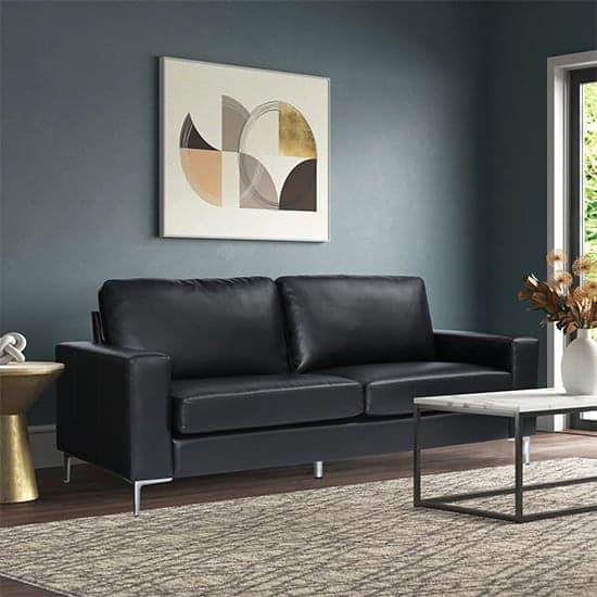 Baltic Faux Leather 3 Seater Sofa In Black_1