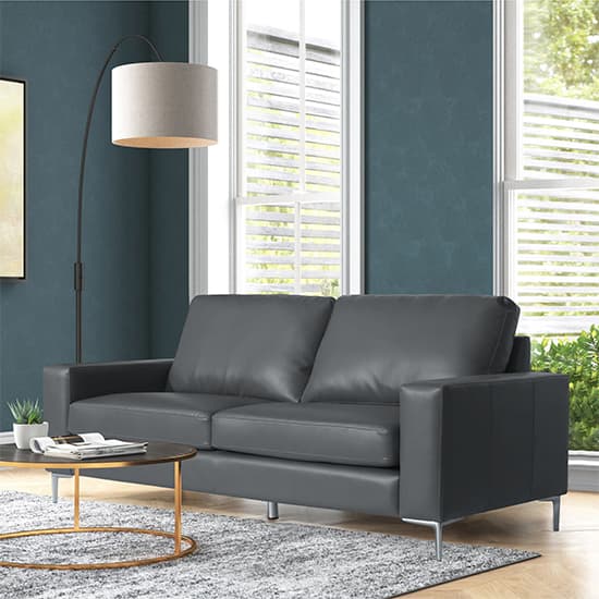 Baltic Faux Leather 3 Seater Sofa In Dark Grey_6