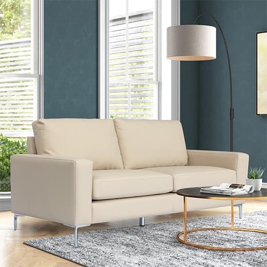 Baltic Faux Leather 3 Seater Sofa In Ivory_1