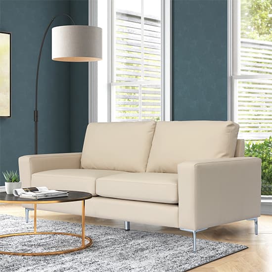 Baltic Faux Leather 3 Seater Sofa In Ivory_6