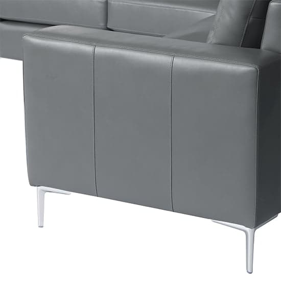 Baltic Faux Leather Corner Sofa In Dark Grey_8