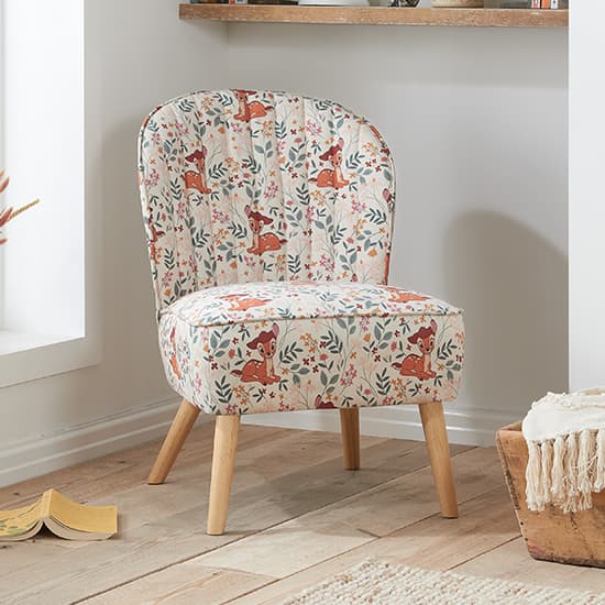 Bambi Fabric Childrens Pleated Back Accent Chair In White_1