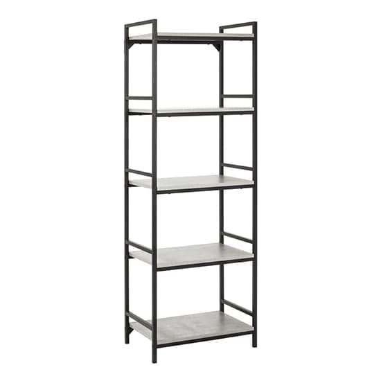 Barbara Wooden 5 Tier Shelving Unit In Concrete Effect Furniture in