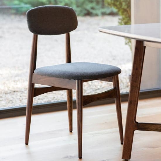 Barcela Dark Wooden Dining Chairs With Grey Seat In A Pair_2