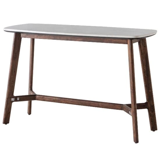 Barcela Wooden Console Table With White Marble Top In Walnut_2