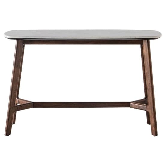Barcela Wooden Console Table With White Marble Top In Walnut_3