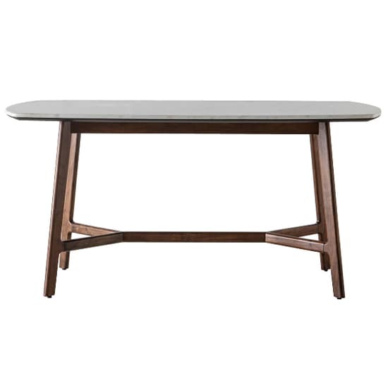 Barcela Wooden Dining Table With White Marble Top In Walnut_2