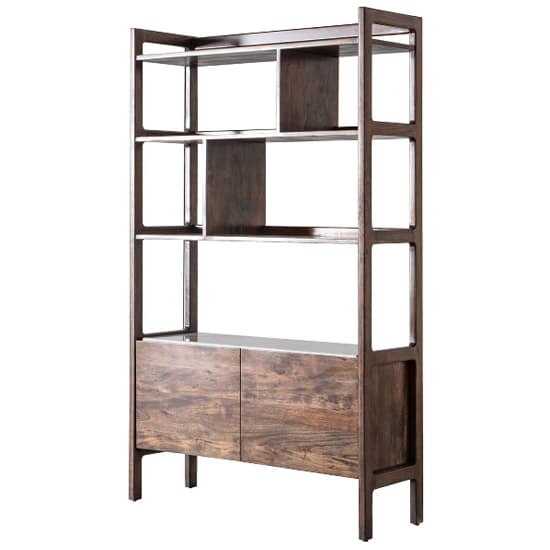 Barcela Wooden Shelving Unit With White Marble Shelf In Walnut_2