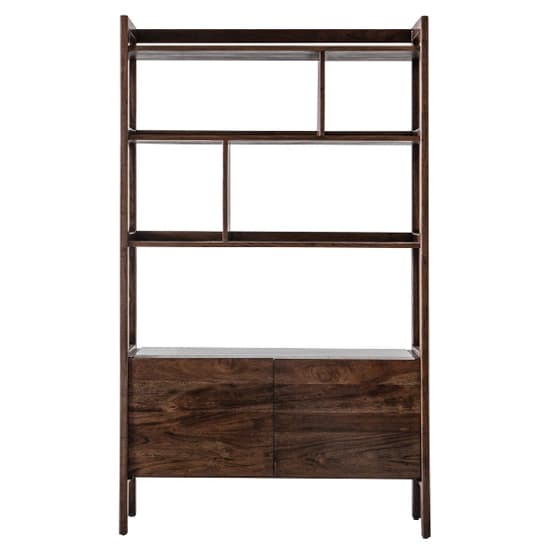Barcela Wooden Shelving Unit With White Marble Shelf In Walnut_3