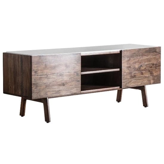 Barcela Wooden TV Stand With White Marble Top In Walnut_2