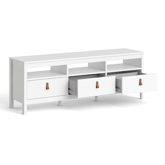 Barcila 3 Drawers Wooden TV Stand In White_4