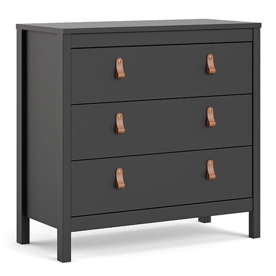 Barcila Chest Of Drawers In Matt Black With 3 Drawers_2