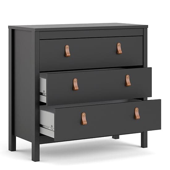 Barcila Chest Of Drawers In Matt Black With 3 Drawers_4
