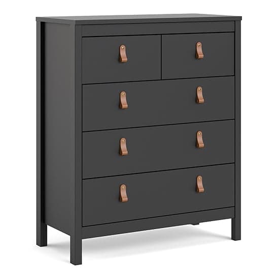 Barcila Chest Of Drawers In Matt Black With 5 Drawers_2