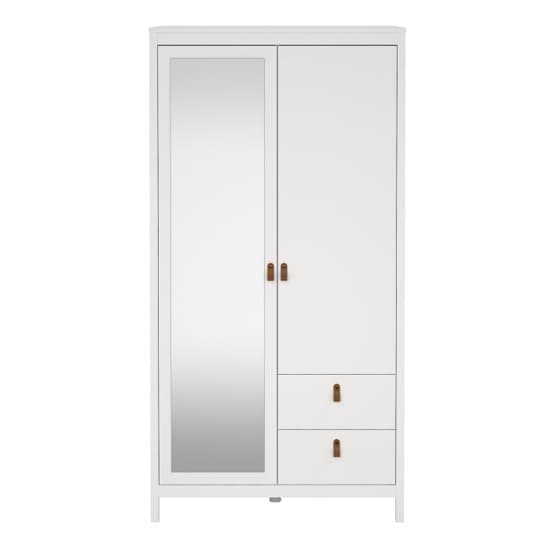 Barcila Mirrored Wooden Wardrobe 2 Doors 2 Drawers In White_3