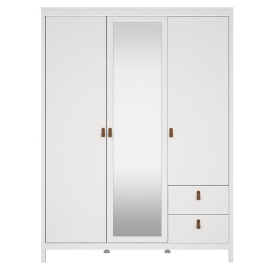 Barcila Mirrored Wooden Wardrobe 3 Doors 2 Drawers In White_4