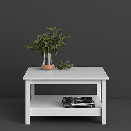 Barcila Square Wooden Coffee Table In White_1