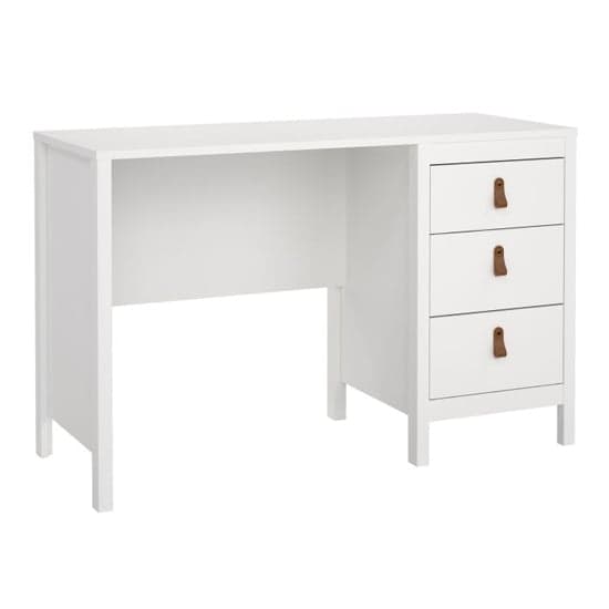 Barcila Wooden Computer Desk With 3 Drawers In White_2