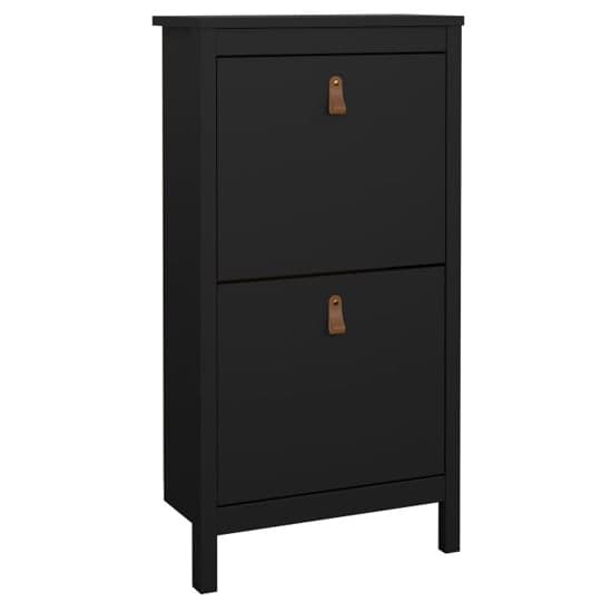 Barcila Wooden Shoe Storage Cabinet With 2 Flap Doors In Black_2