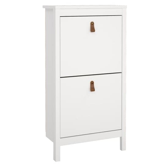 Barcila Wooden Shoe Storage Cabinet With 2 Flap Doors In White_2
